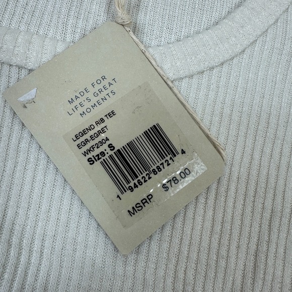 Faherty Legend Rib Scoop Neck Tee Womens Small Beige Egret - Picture 6 of 6